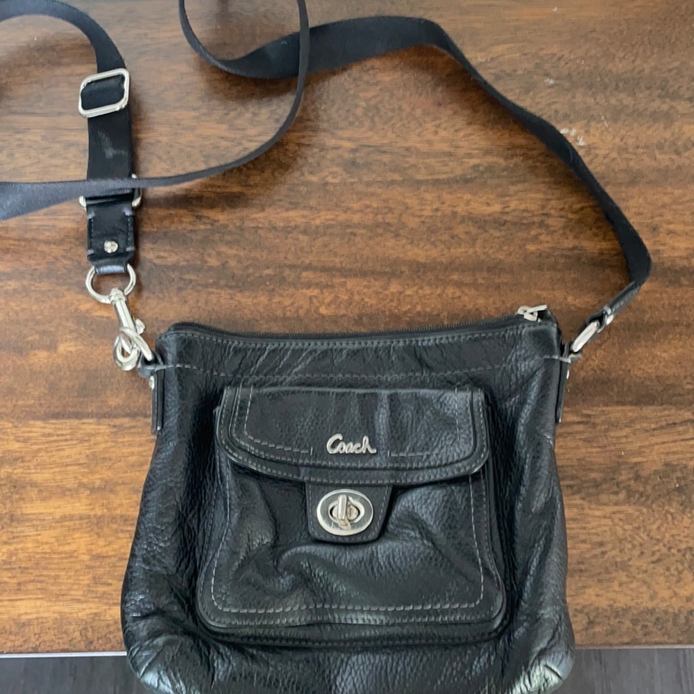Coach black leather crossbody